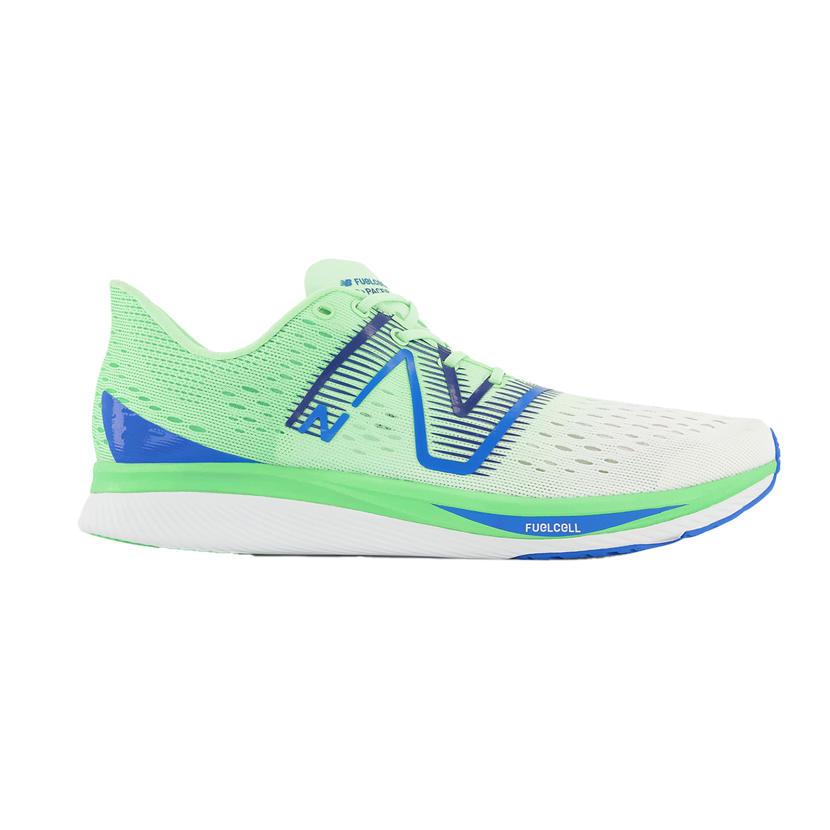 Men's New Balance FuelCell SuperComp Pacer v1, White/Vibrant Spring Glo, 12.5 D Medium
