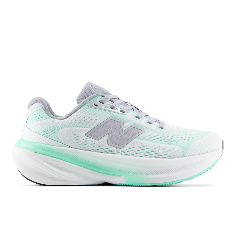 Side view on white background of Womens New Balance Fresh Foam X 860v15 running shoe in Bright Mint/White, Wide width