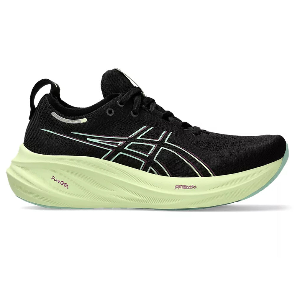 Women's Asics GEL-Nimbus 26, Black/Cool Matcha, 9.5 B Medium