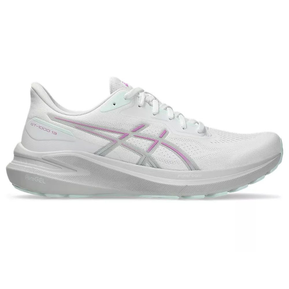 Women's Asics GT-1000 13, White/Lavender Glow, 9.5 B Medium