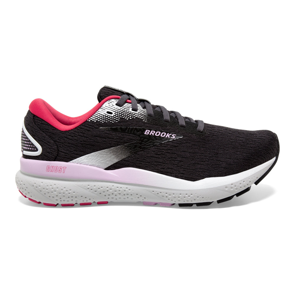 Women's Brooks Ghost 16, Black/Ebony/Raspberry, 9.5 B Medium