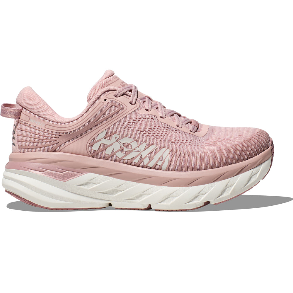 Women's Hoka Bondi 7, Peach Whip/White, 8.5 B Medium