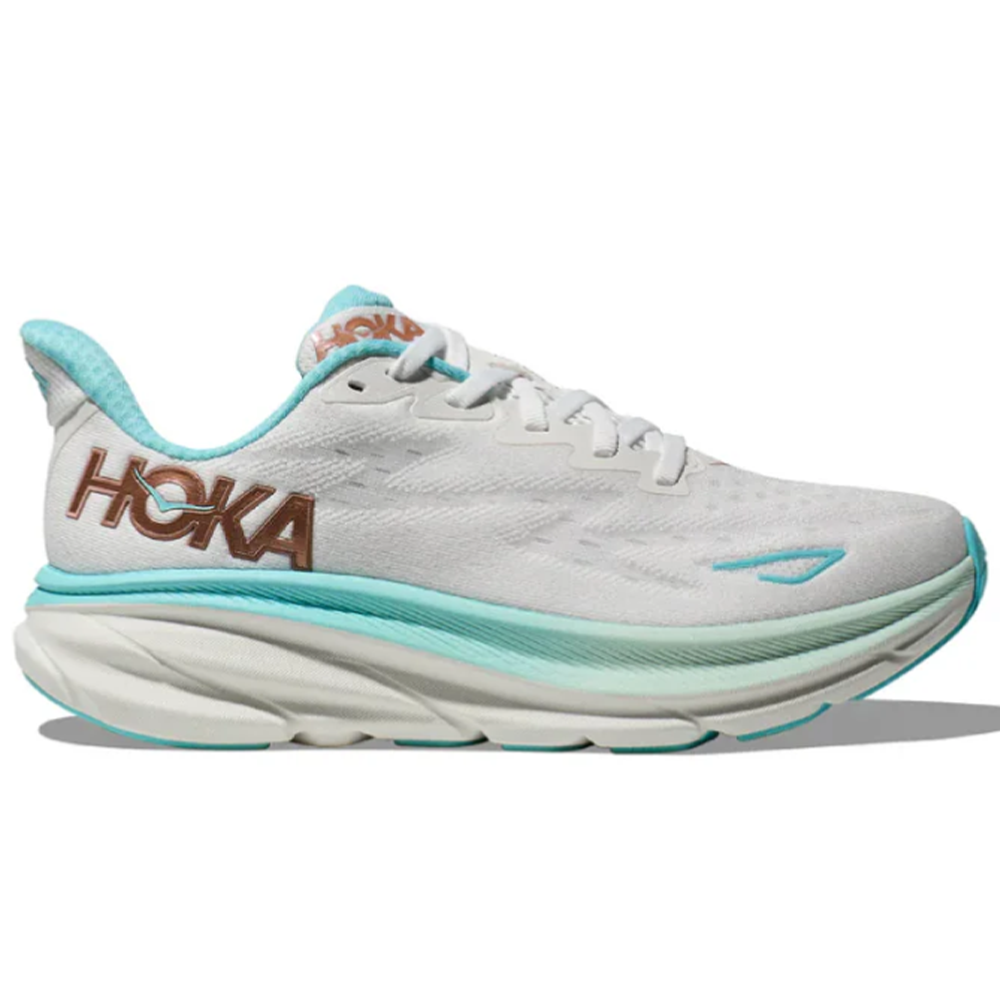 Women's Hoka Clifton 9, Frost/Rose Gold, 9 D Wide