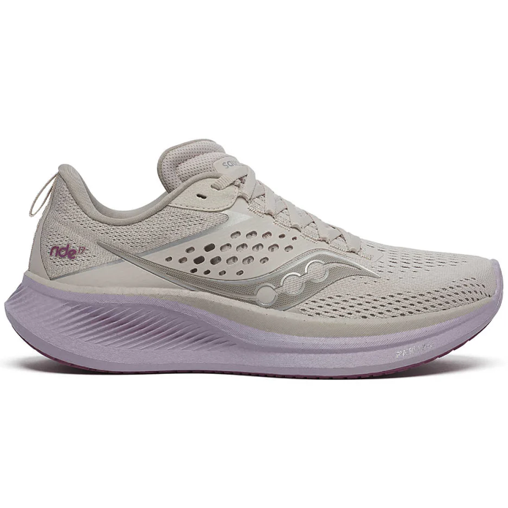 Women's Saucony Ride 17, Moon/Viola, 7 B Medium
