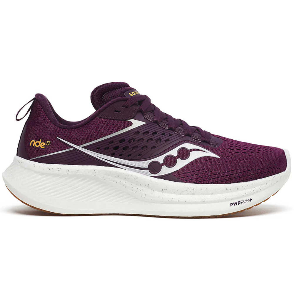 Women's Saucony Ride 17, Plum/White, 7.5 B Medium