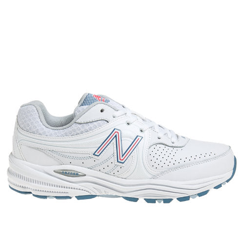 Side view on white background of Womens New Balance 840 v1 running shoe in White/Pink, Medium (Regular) width
