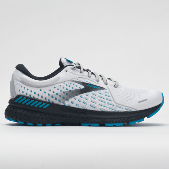Men's Brooks Adrenaline GTS 21, White/Grey/Atomic Blue, 8.5 D Medium
