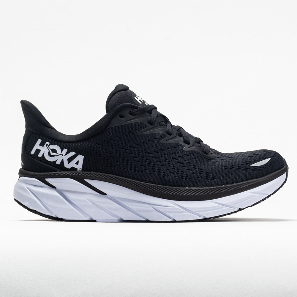 Women's Hoka Clifton 8, Black/White, 6.5 B Medium