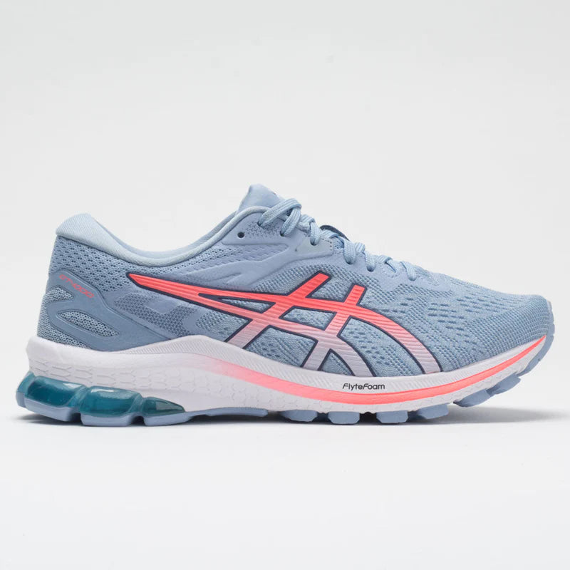 Women's Asics GT-1000 10, Soft Sky/Blazing Coral, 10.5 D Wide