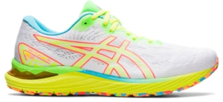 Men's Asics Gel-Cumulus 23, White/Safety Yellow, 10.5 D Medium