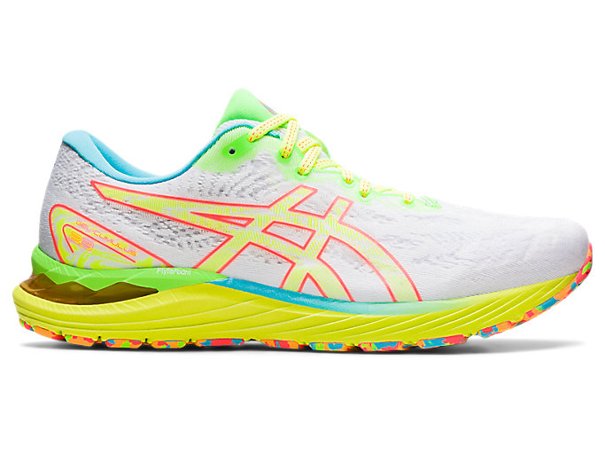 Men's Asics Gel-Cumulus 23, White/Safety Yellow, 8.5 D Medium