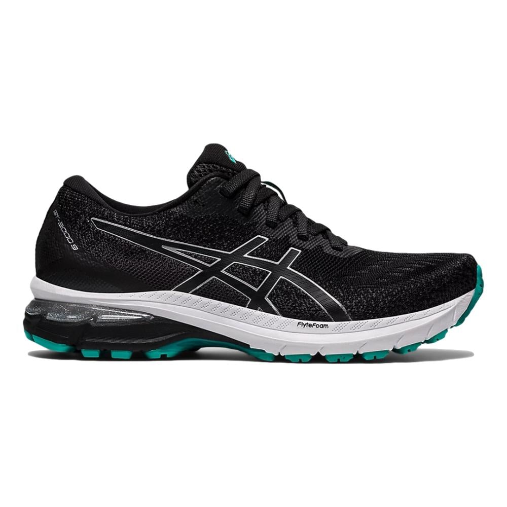 Women's Asics GT-2000 9 Knit, Black/Pure Silver, 10 B Medium