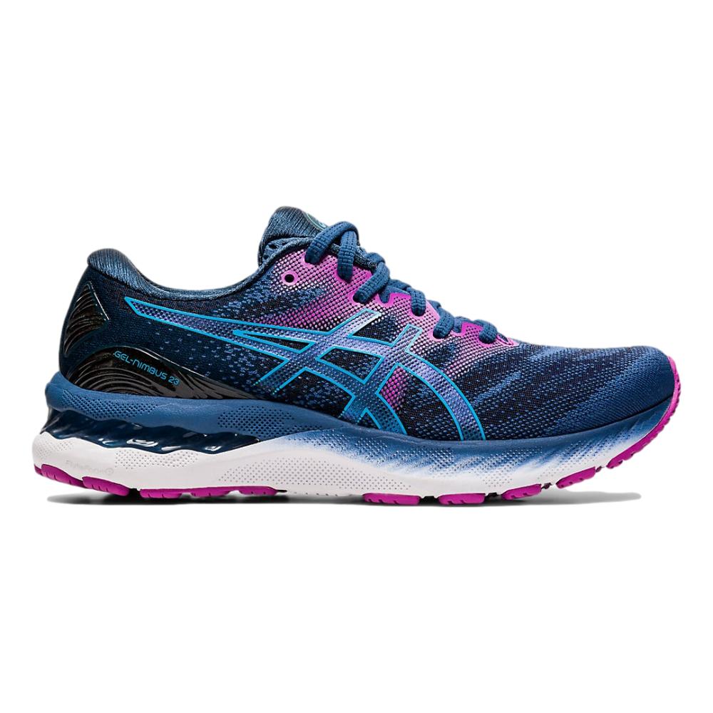 Women's Asics Gel-Nimbus 23, Grand Shark/Digital Aqua, 8.5 D Wide