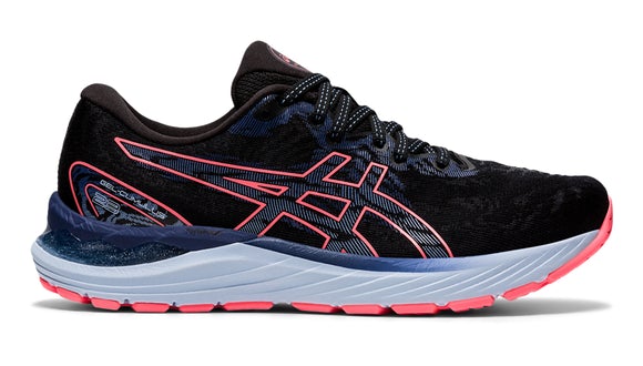 Women's Asics Gel-Cumulus 23, Black/Blazing Coral, 8.5 B Medium