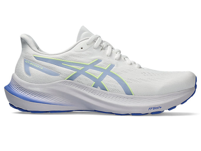 Women's Asics GT-2000 12, White/Sapphire, 7 D Wide