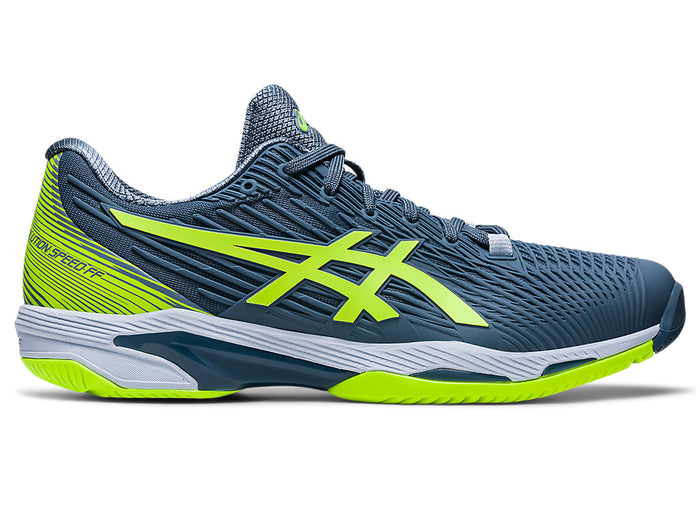 Men's Asics Solution Speed FlyteFoam 2, Steel Blue/Hazard Green, 11 D Medium