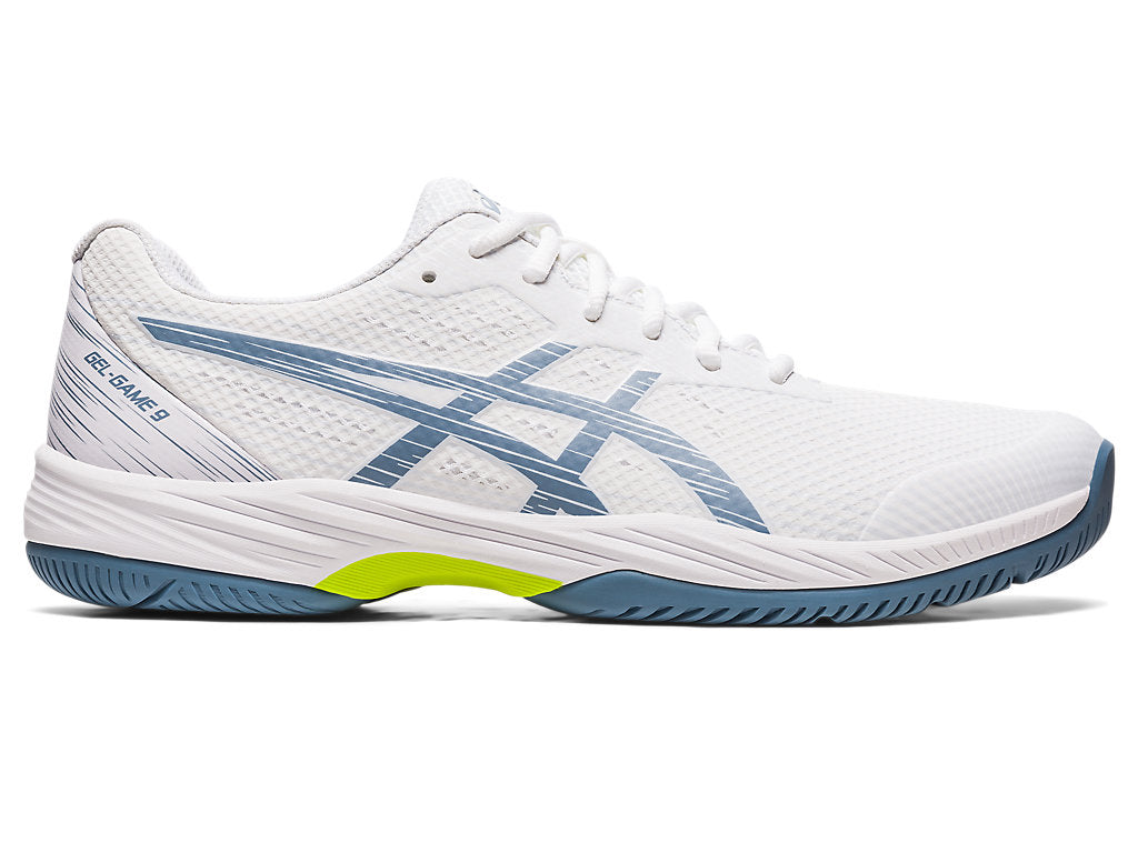 Men's Asics Gel-Game 9, White/Steel Blue, 9.5 D Medium