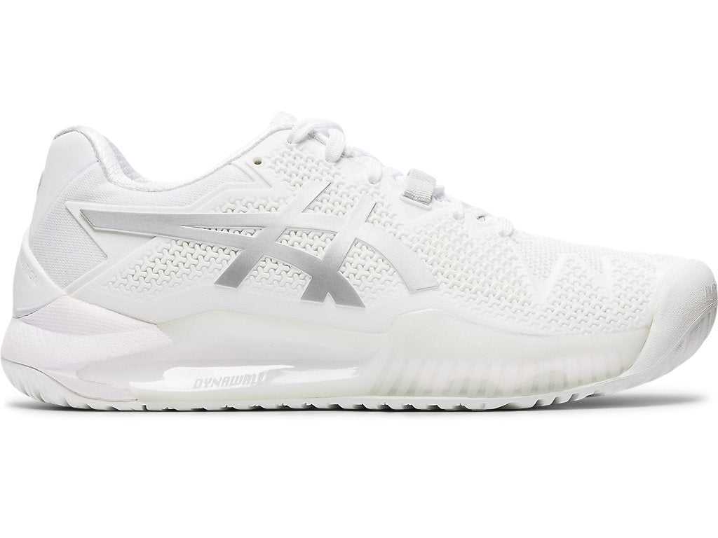Women's Asics Gel-Resolution 8, White/Pure Silver, 9.5 B Medium