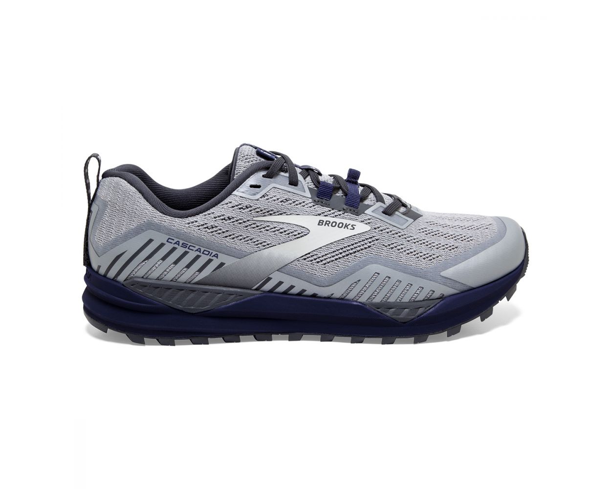 Men's Brooks Cascadia 15, Ebony/Silver/Deep Cobalt, 9.5 D Medium