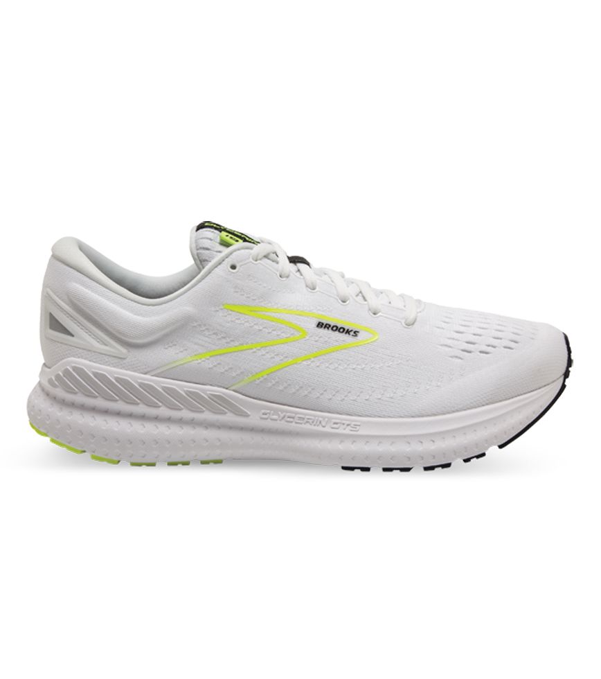 Men's Brooks Glycerin GTS 19, White/Nightlife/Black, 12 D Medium