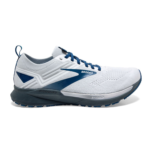 Men's Brooks Ricochet 3, White/Grey/Blue, 13 D Medium
