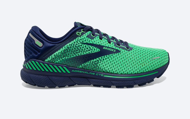 Men's Brooks Adrenaline GTS 22, Green/Navy, 11 D Medium