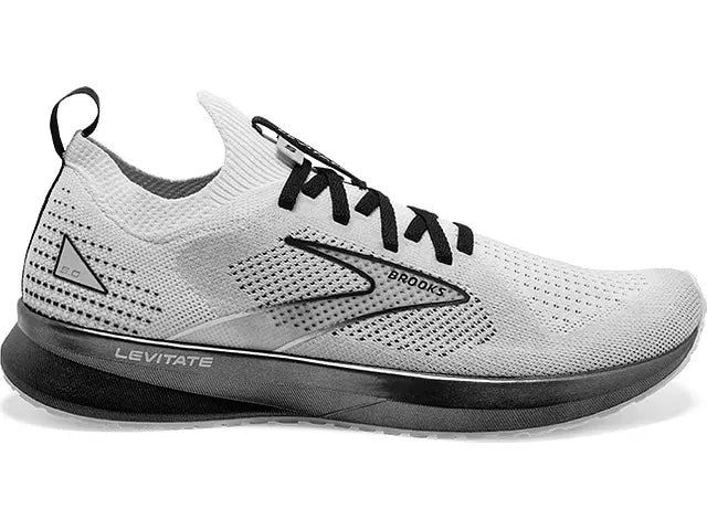 Men's Brooks Levitate StealthFit 5, White/Grey/Black, 12 D Medium