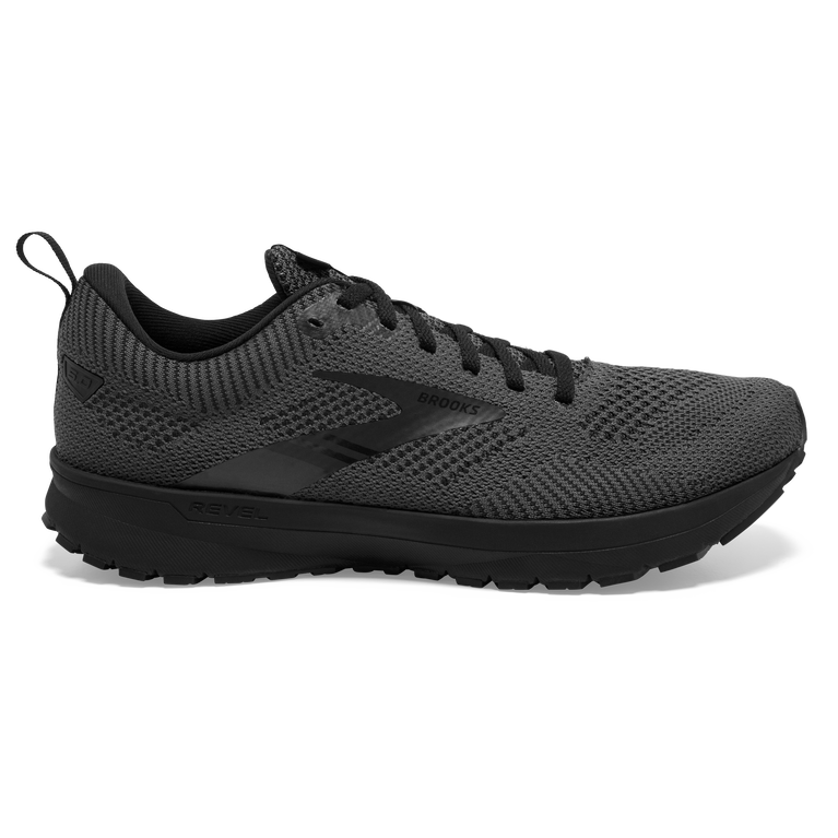 Men's Brooks Revel 5, Black/Ebony/Black, 10 D Medium