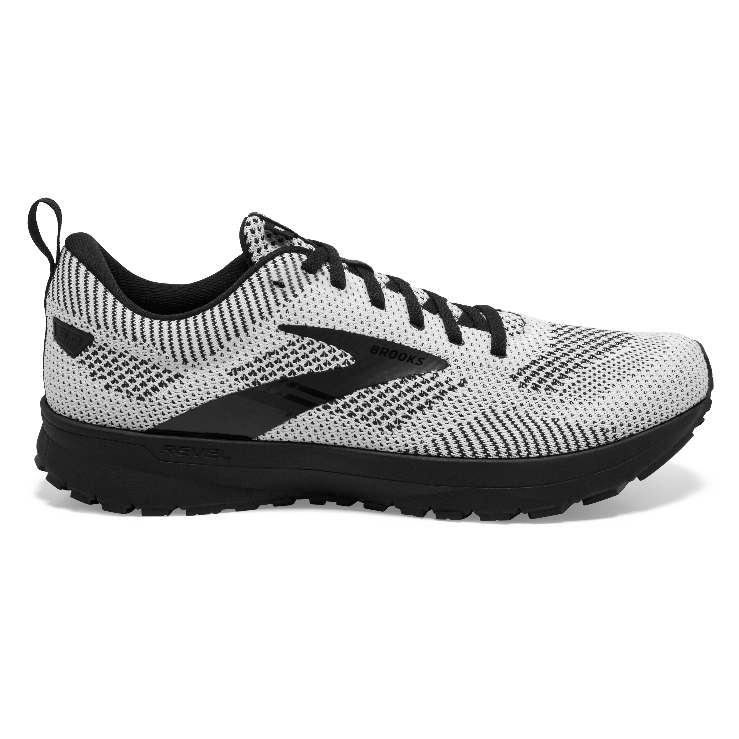 Men's Brooks Revel 5, White/Black, 14 D Medium