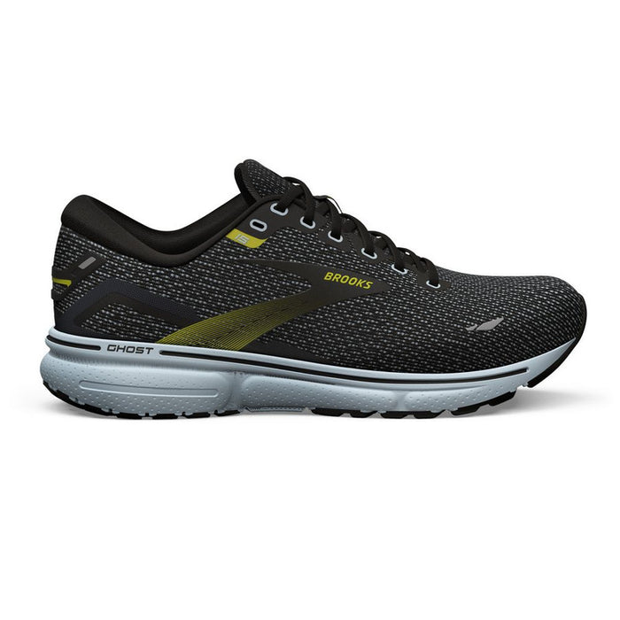 Men's Brooks Ghost 15, Black/Ballad Sulphur, 9.5 D Medium