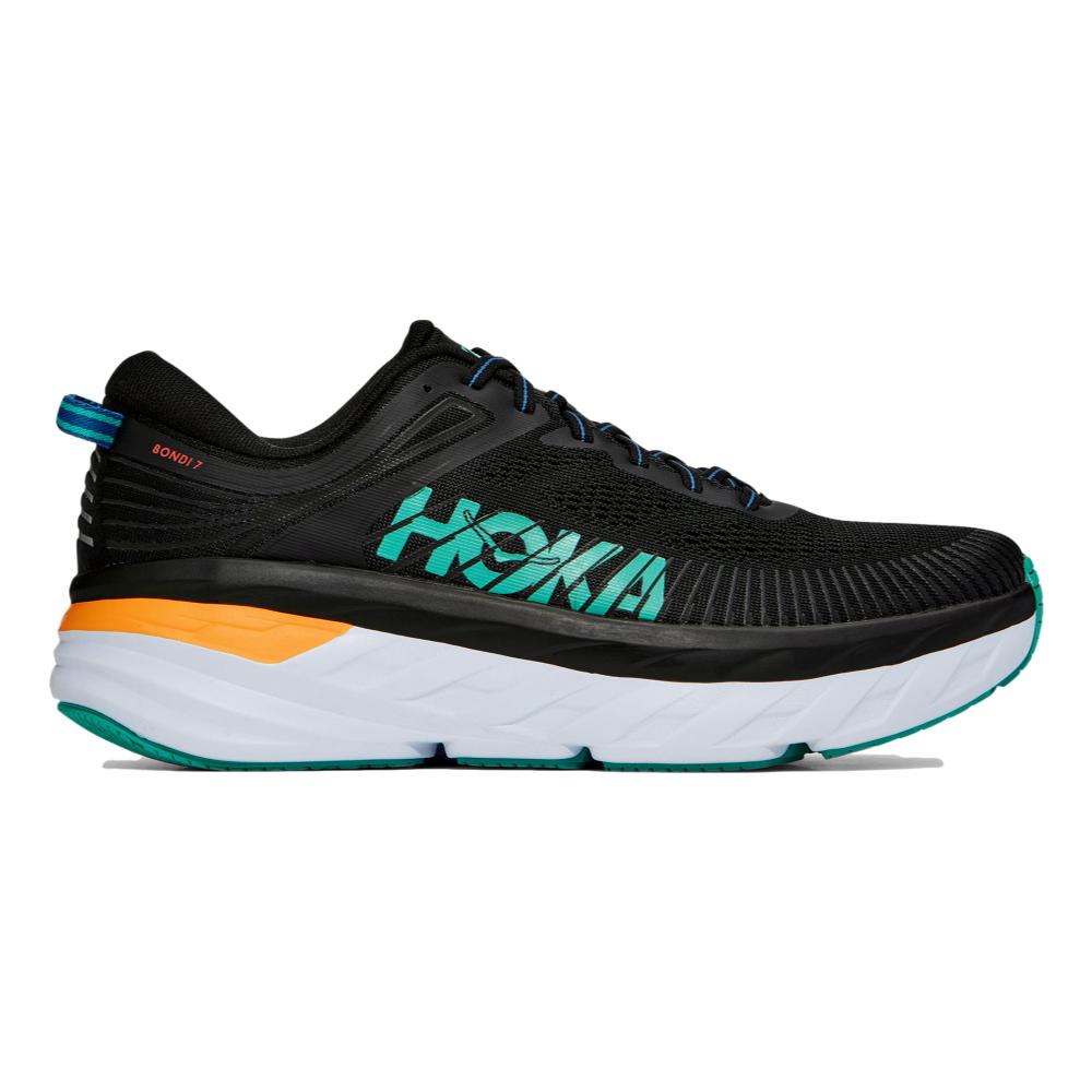Men's Hoka Bondi 7, Black/Atlantis, 11.5 D Medium