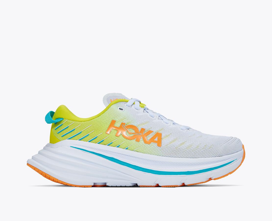 Women's Hoka Bondi X, White/Evening Primrose, 6.5 B Medium