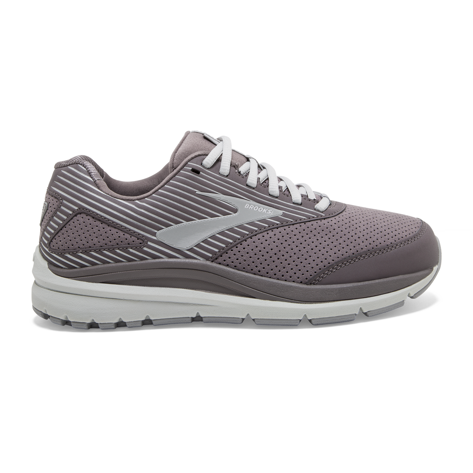 Women's Brooks Addiction Walker Suede, Shark/Alloy/Oyster, 8.5 D Wide