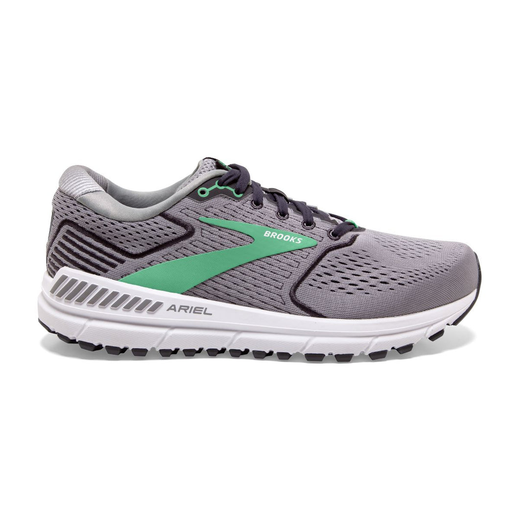 Women's Brooks Ariel '20, Alloy/Blackened Pearl/Green, 7.5 2E Extra Wide