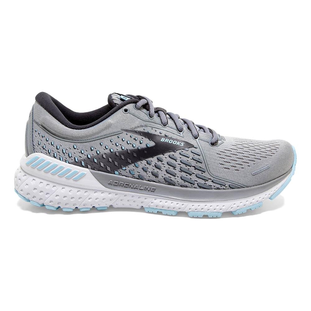Women's Brooks Adrenaline GTS 21, Grey/Light Blue, 7 D Wide