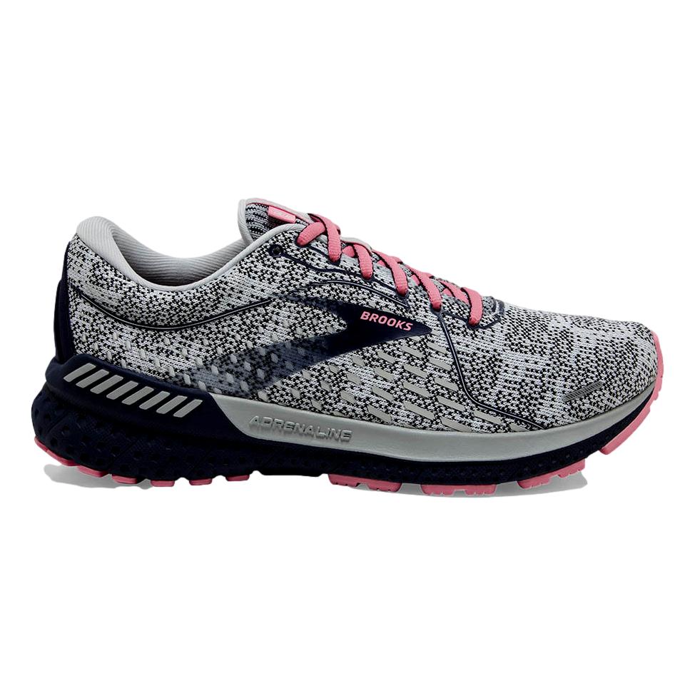 Women's Brooks Adrenaline GTS 21, White/Peacoat/Coral, 7 B Medium