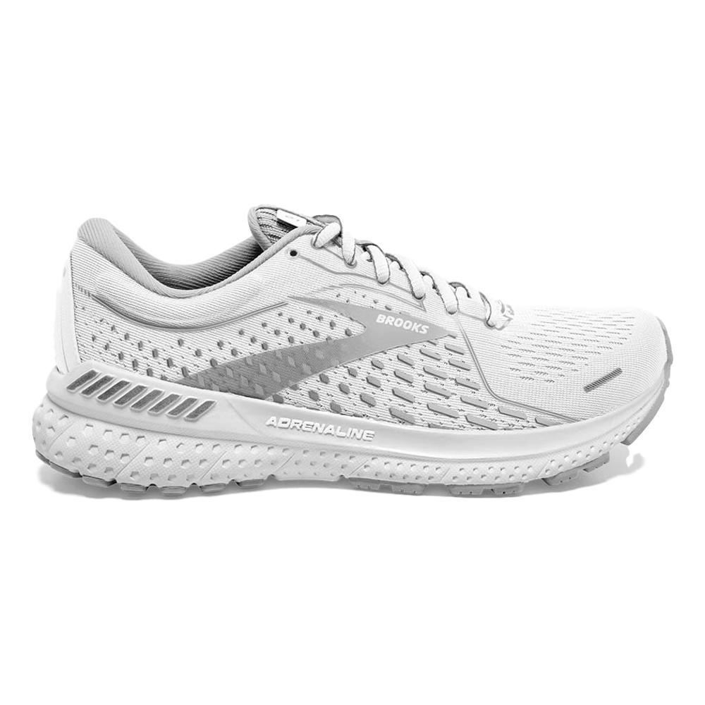 Women's Brooks Adrenaline GTS 21, White/Grey/Silver, 6.5 B Medium