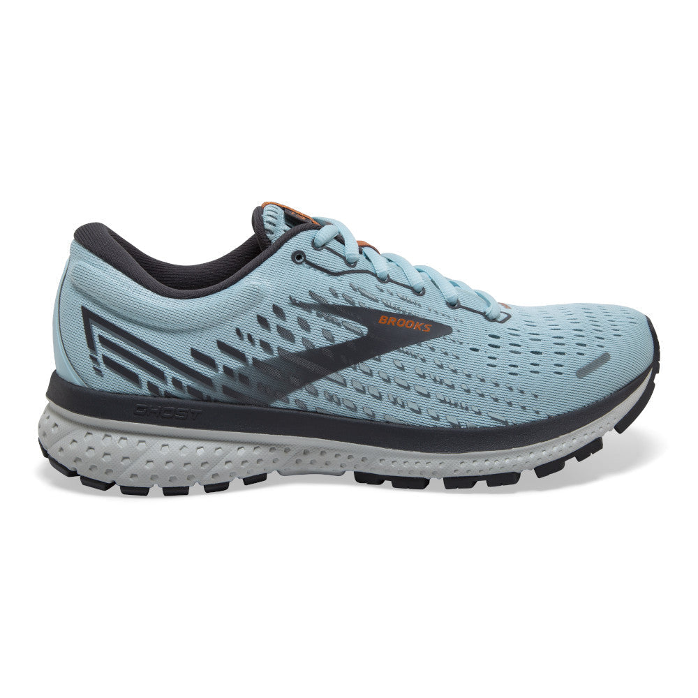 Women's Brooks Ghost 13, Light Blue/Blackened Pearl/White, 13 B Medium