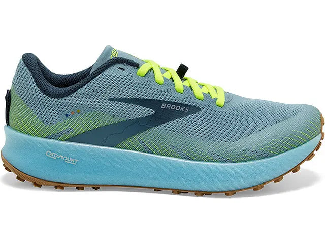 Women's Brooks Catamount, Aqua/Green/Neon Yellow, 8 B Medium