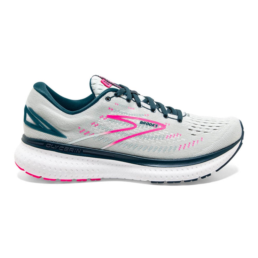 Women's Brooks Glycerin 19, Ice Flow/Navy/Pink, 11 D Wide