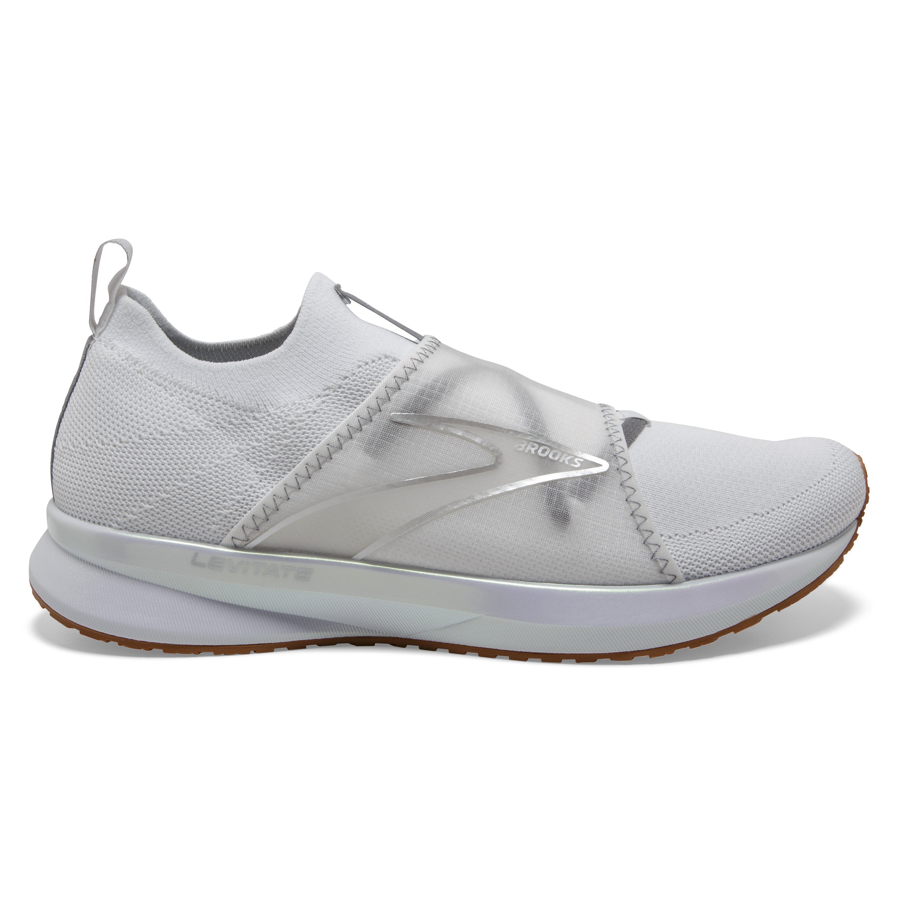 Women's Brooks Levitate 4 L.E., White/Silver/Tan, 9.5 B Medium