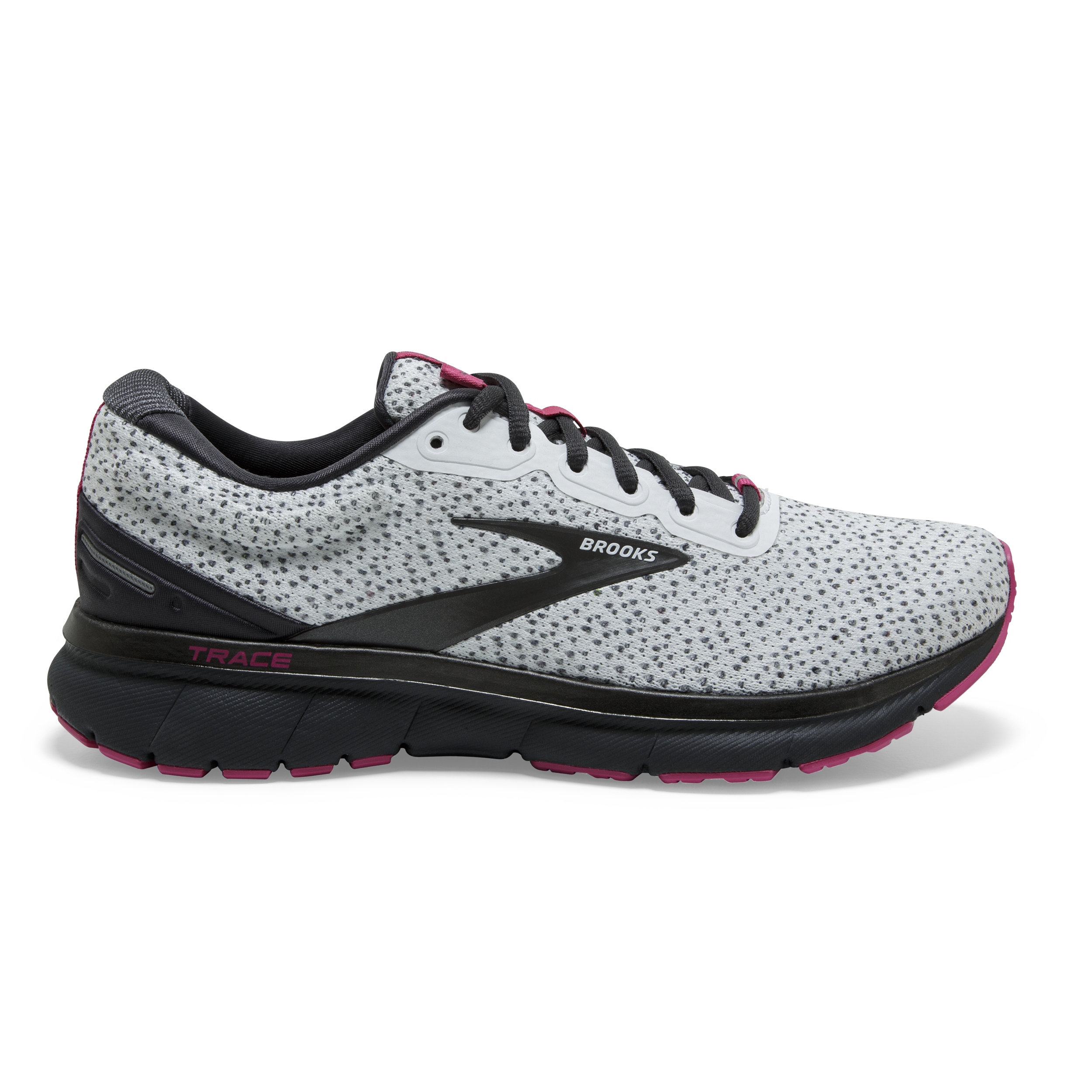 Women's Brooks Trace, Ebony/White/Pink, 8.5 B Medium