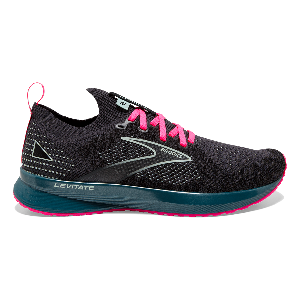 Women's Brooks Levitate StealthFit 5, Black/Blue/Pink, 11 B Medium