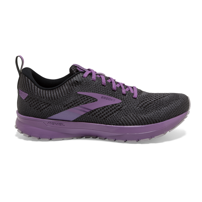 Women's Brooks Revel 5, Black/Ebony/Pale Pansy, 12 B Medium