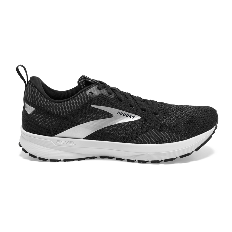 Women's Brooks Revel 5, Black/Metallic/White, 9.5 B Medium