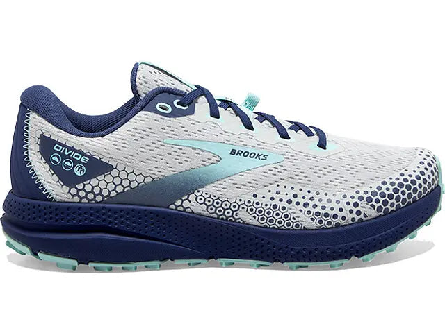 Women's Brooks Divide 3, Oyster/Cobalt/Blue Tint, 8 B Medium