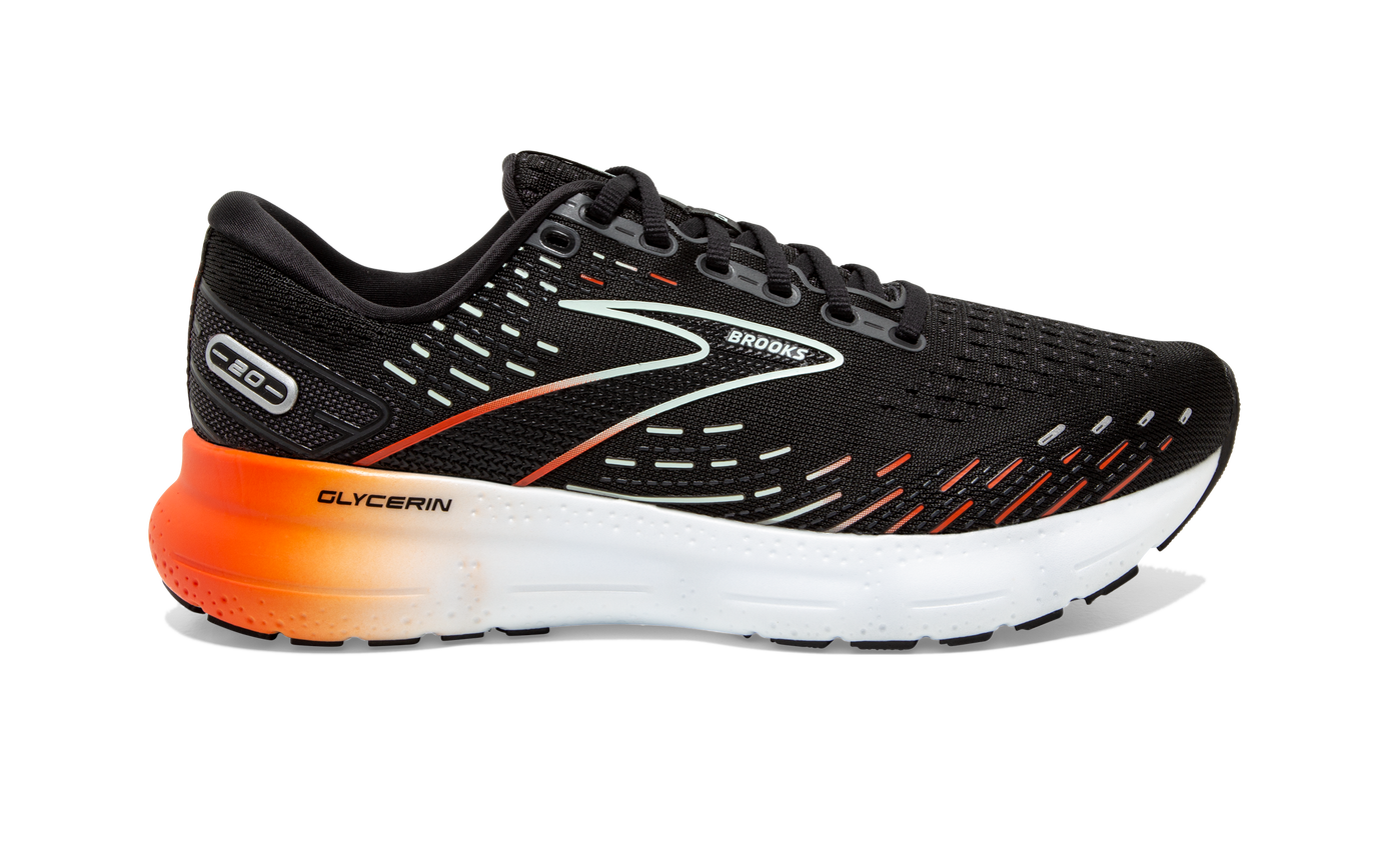 Women's Brooks Glycerin 20, Black/Red/Opal, 8.5 B Medium