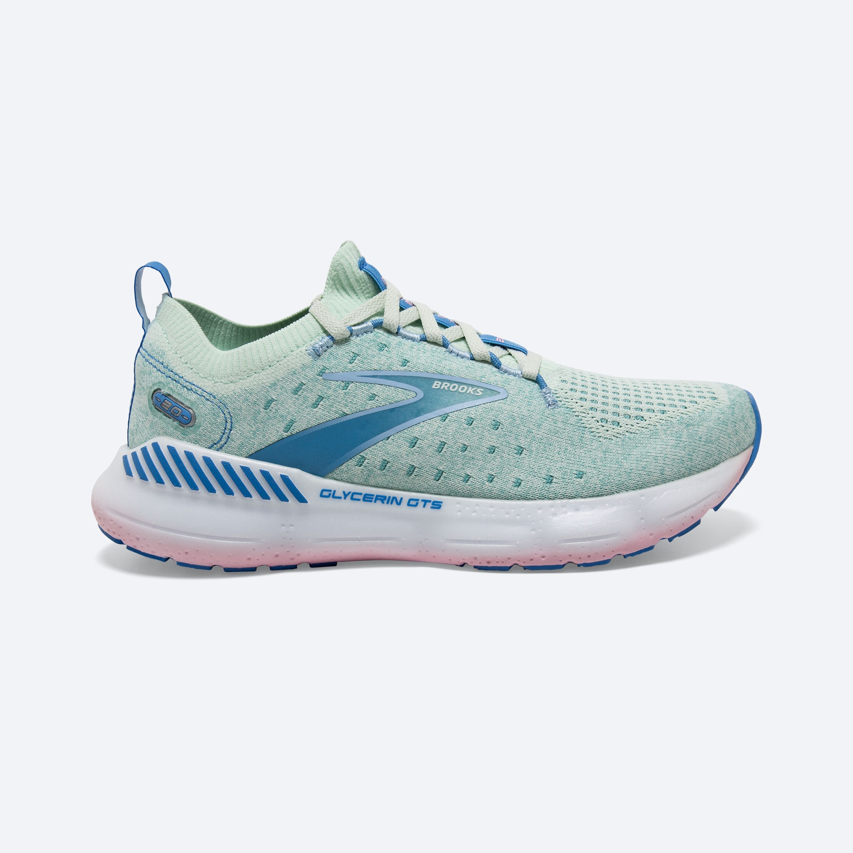 Women's Brooks Glycerin StealthFit GTS 20, Blue Glass/Marina/Open Air, 9 B Medium