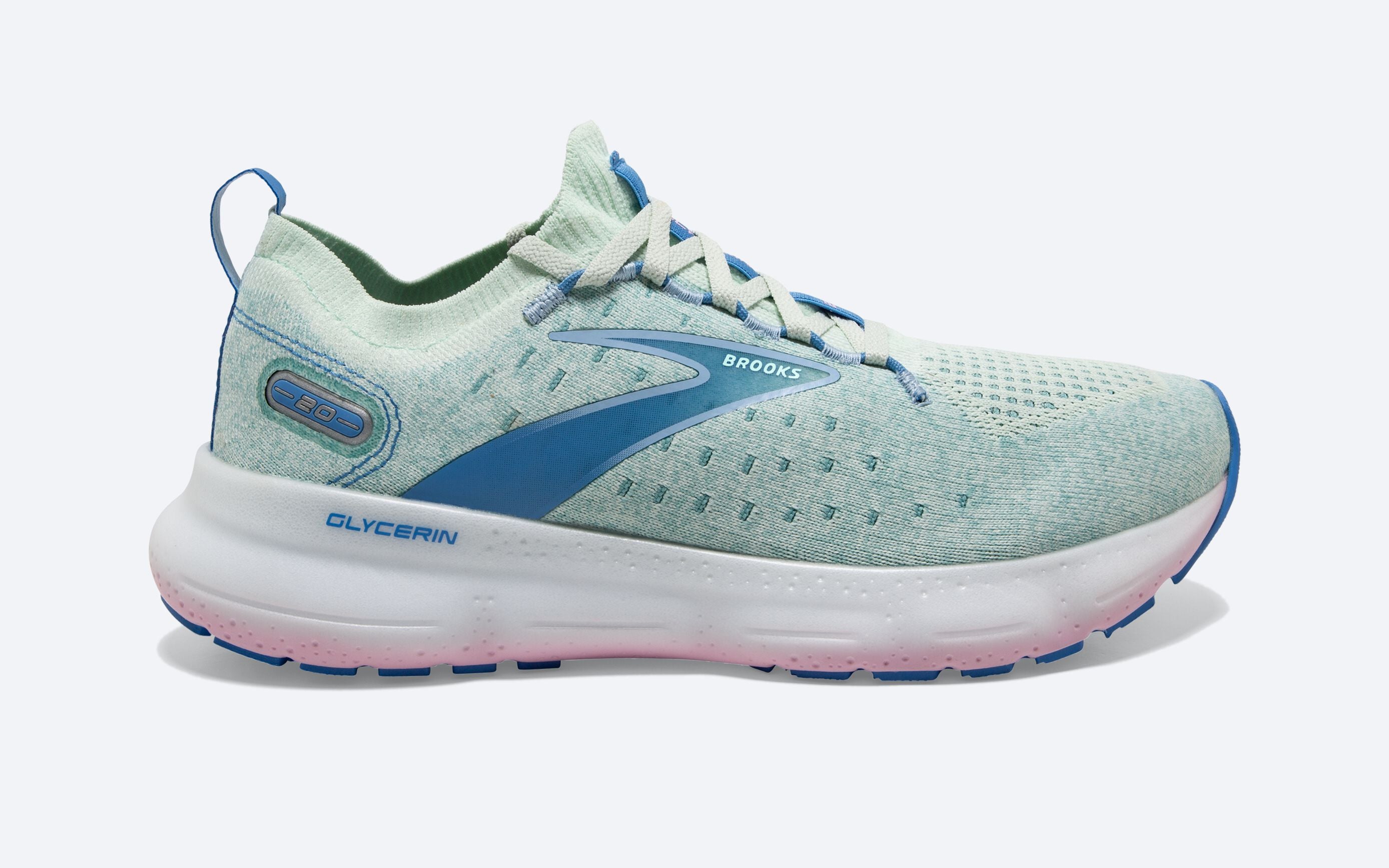 Women's Brooks Glycerin StealthFit GTS 20, Blue Glass/Marina/Open Air, 10.5 B Medium