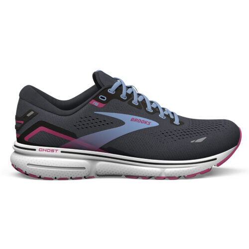 Women's Brooks Ghost 15, Ebony/Open Air/Lilac Rose, 7 B Medium